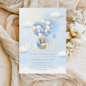 我々は真珠のように待つことができるテディベア中立ベビーシャワー 箔招待状