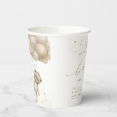 我々は真珠のように待つことができるテディベア中立ベビーシャワー 紙コップ (左)