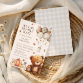 我々は真珠のように待つことができるテディベア秋赤ちゃんシャワー 招待状