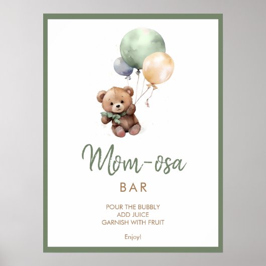 我々は真珠のように待つことができるテディベア赤ちゃんシャワーmom-osa ポスター (正面)