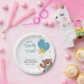 我々は真珠のように待つことができるブルーベアーキューブ男の赤ちゃんシャワー ペーパープレート (パーティー)