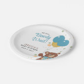 我々は真珠のように待つことができるブルーベアーキューブ男の赤ちゃんシャワー ペーパープレート (アングル)