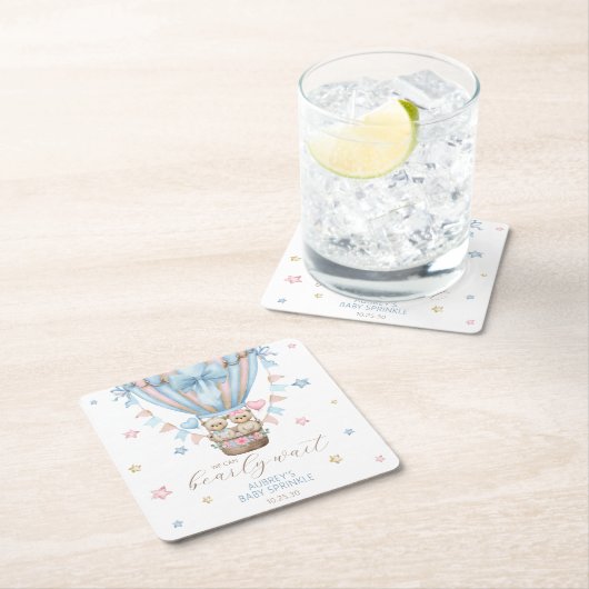 我々は真珠のように待つボーイガールツインベビー散水 スクエアペーパーコースター (インサイチュ)