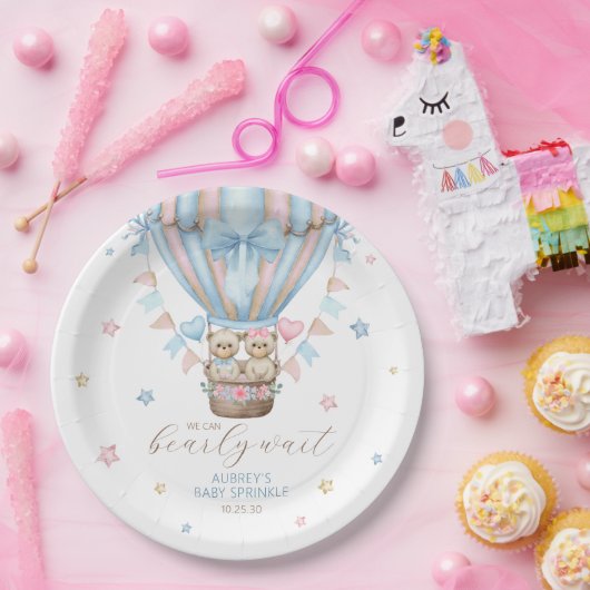 我々は真珠のように待つボーイガールツインベビー散水 ペーパープレート (パーティー)