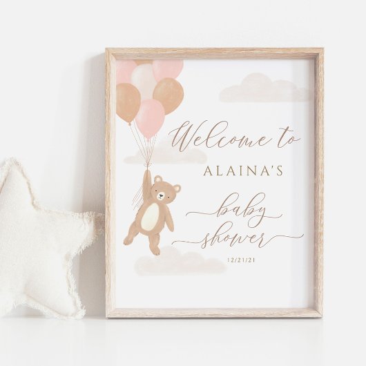 我々は真珠のように待つ女の子の赤ちゃんシャワー歓迎サイン ポスター