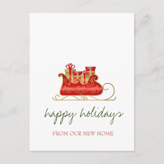 我々は移動した，クリスマスそりの休日 案内ポストカード (正面)