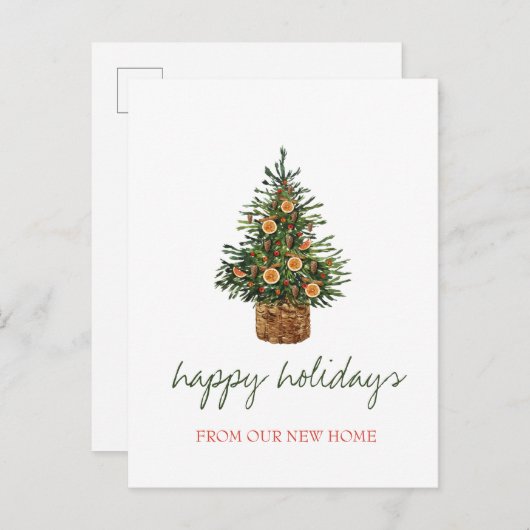 我々は移動した，クリスマスツリーオレンジの休日 案内ポストカード (正面/裏面)