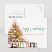 我々は移動した、クリスマスツリープレゼント休日 案内ポストカード (正面/裏面)