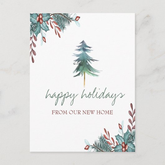我々は移動した，クリスマスツリーホリーベリーホリデー 案内ポストカード (正面)