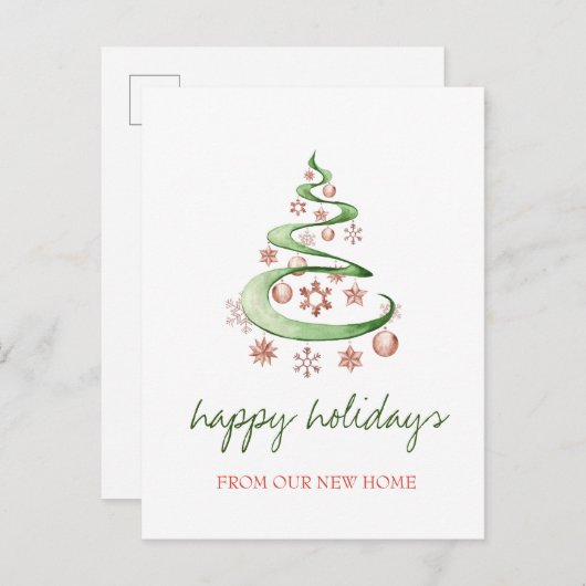 我々は移動した，クリスマスツリー，ボールの休日 案内ポストカード (正面/裏面)