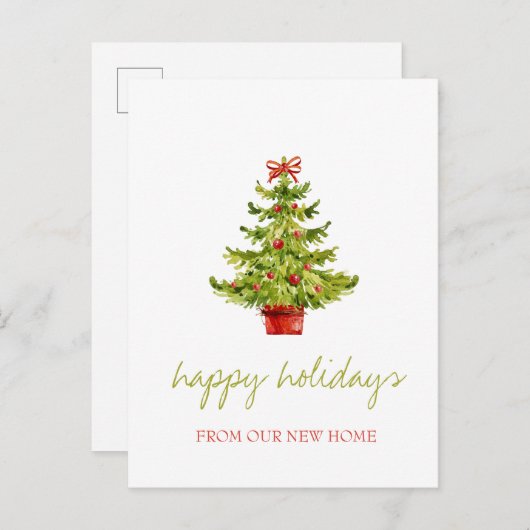 我々は移動した，クリスマスツリー，ボールの休日 案内ポストカード (正面/裏面)