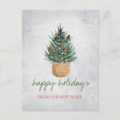 我々は移動した，クリスマスツリー，松のコーン，雪 案内ポストカード (正面)