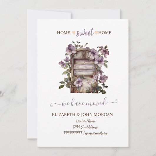 我々は移動した，ヴィンテージメールボックスの花，木材 (正面)