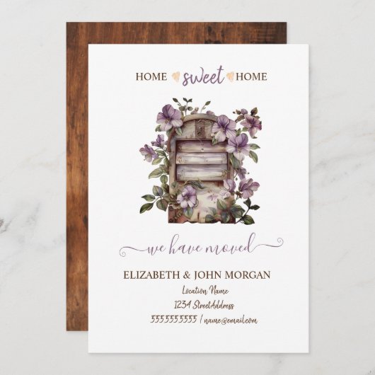 我々は移動した，ヴィンテージメールボックスの花，木材 (正面/裏面)