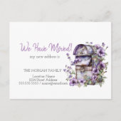 我々は移動した,ヴィンテージメールボックス紫の花 案内ポストカード (正面)