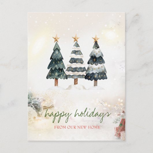 我々は移動した，星，クリスマスツリーの休日 案内ポストカード (正面)