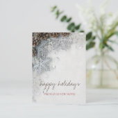 我々は移動した,松のコーン,雪の結晶の休日 案内ポストカード (スタンド正面)