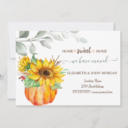 我々は移動した、水色のカボチャ、葉、ひまわり (正面)