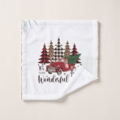 我々は移動した、赤いトラック、松の木 バスタオルセット (ウォッシュタオル)