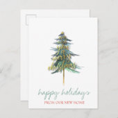 我々は移動した、金ゴールドクリスマスパインツリーホリデイ 案内ポストカード (正面/裏面)