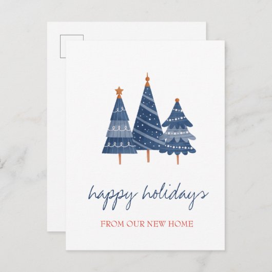 我々は移動した，青いクリスマスツリーの休日 案内ポストカード (正面/裏面)