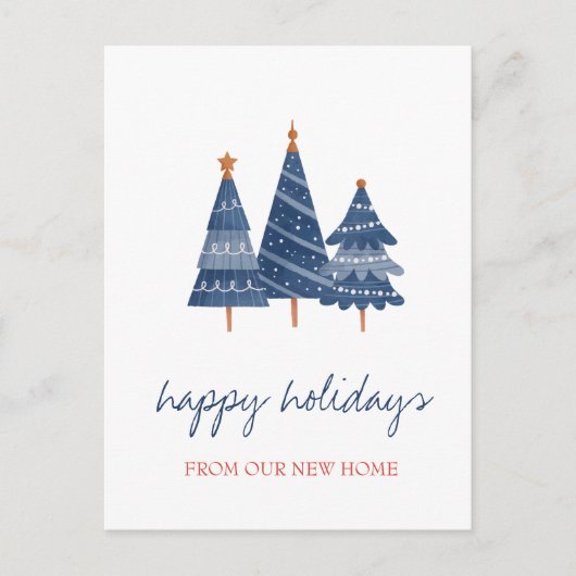 我々は移動した，青いクリスマスツリーの休日 案内ポストカード (正面)