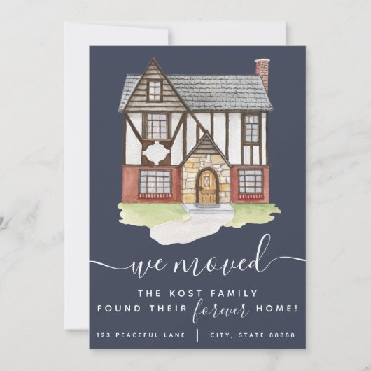 我々は移動し、我々の永遠に家の発表カードを見つけた 招待状 (正面)