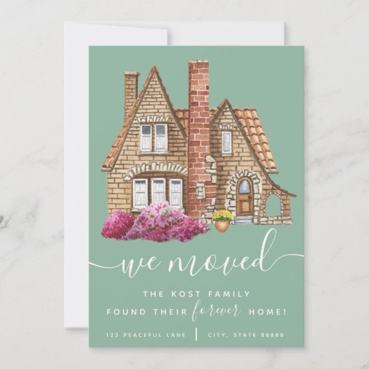 我々は移動し、我々の永遠に家の発表カードを見つけた 招待状 (正面)