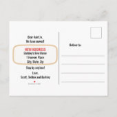 我々は移動し、永遠に家を見つけた、犬が承認 案内ポストカード (裏面)