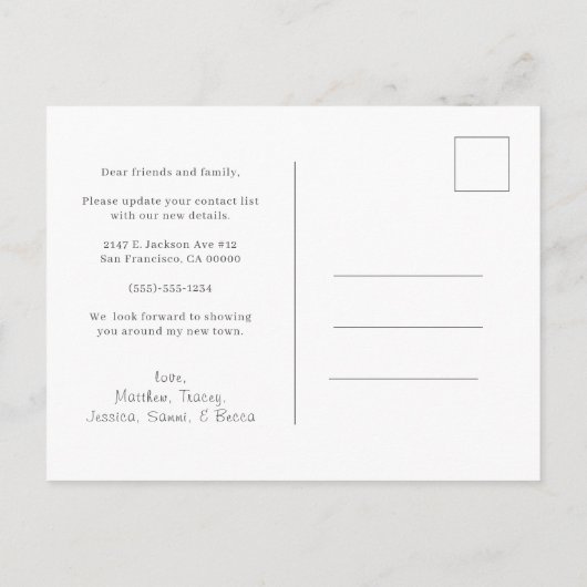 我々は移動フローラ水色の新しいアドレス 案内ポストカード (裏面)