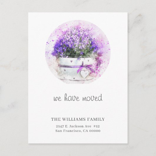 我々は移動フローラ水色の新しいアドレス 案内ポストカード (正面)