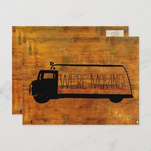 我々は移動レトロ移動するバン古い木材 案内ポストカード (正面/裏面)