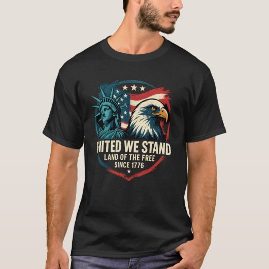 我々は立統一されたつ – Patriotic USA 1776イーグル Tシャツ (正面)