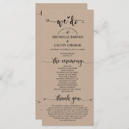 我々は素朴な子犬の結婚式 プログラムカードをテーマする プログラム (正面/裏面)