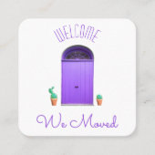 我々は紫色のドア南西部ポッテッドサボテンを移動した スクエア名刺 (正面)