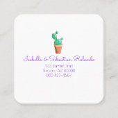 我々は紫色のドア南西部ポッテッドサボテンを移動した スクエア名刺 (裏面)