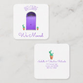 我々は紫色のドア南西部ポッテッドサボテンを移動した スクエア名刺 (正面/裏面)