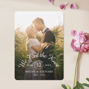 我々は結び付けクラシックたKnot Photo Elopement結婚's 案内状