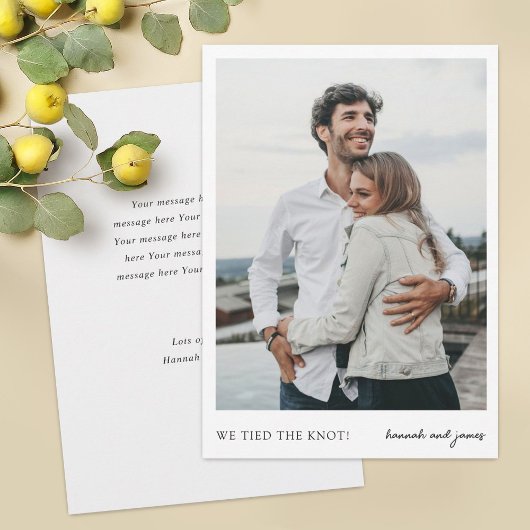 我々は結び付けシンプルたKnot Photo Elopement結婚's 案内状