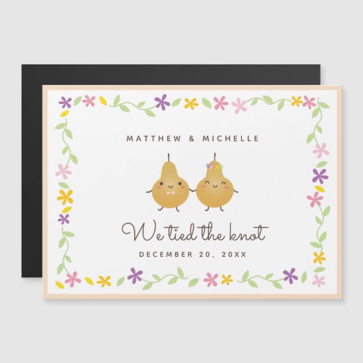 我々は結び目のたった今結婚しました結婚の発表を結んだ (正面/裏面)