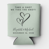 我々は結び目のセージ緑の結婚式の引き出物 缶クーラー (正面)