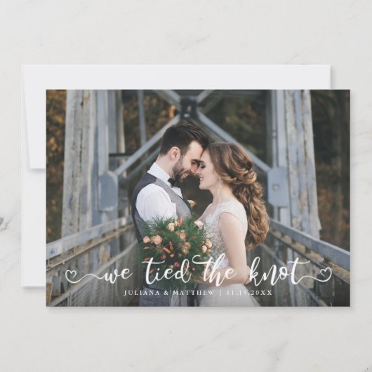 我々は結び目のハートの結婚写真数々のを 案内状 (正面)