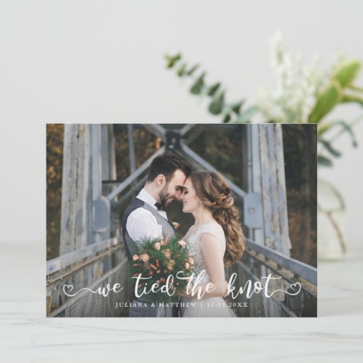 我々は結び目のハートの結婚写真数々のを 案内状 (スタンド正面)