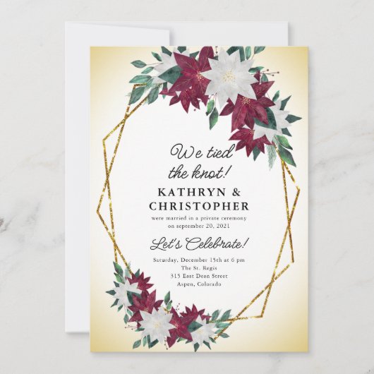 我々は結び目のポインセティアスのクリスマス結婚の 招待状 (正面)