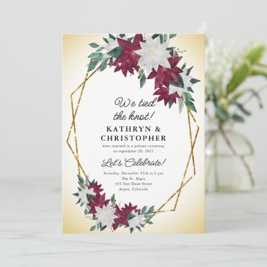 我々は結び目のポインセティアスのクリスマス結婚の 招待状 (スタンド正面)