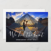 我々は結び目の写真のエレガント飛び結婚出しを結んだ 案内状 (正面/裏面)