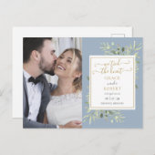 我々は結び目の台本の写真の緑結婚の 案内ポストカード (正面/裏面)