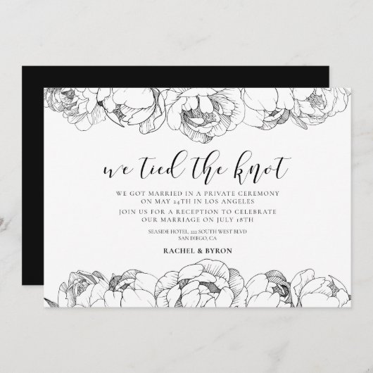 我々は結び目の牡丹のエレガント発表を結んだ 招待状 (正面/裏面)