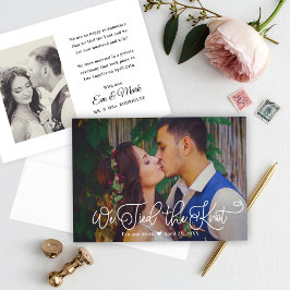 我々は結び目の白い台本の結婚写真 案内状