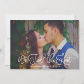 我々は結び目の白い台本の結婚写真 案内状 (正面)